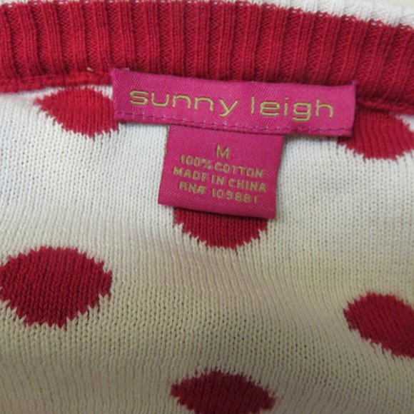 SUNNY LEIGH CARDIGAN*MEDIUM*RED AND WHITE*cotton - Picture 6 of 7